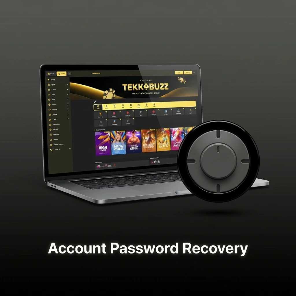 Step-by-step account password recovery guide showing reset process via email or phone on TekkaBuzz login page
