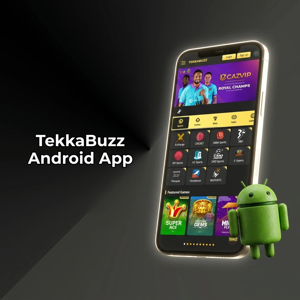 TekkaBuzz Android app download button for sports betting and casino games access on mobile devices
