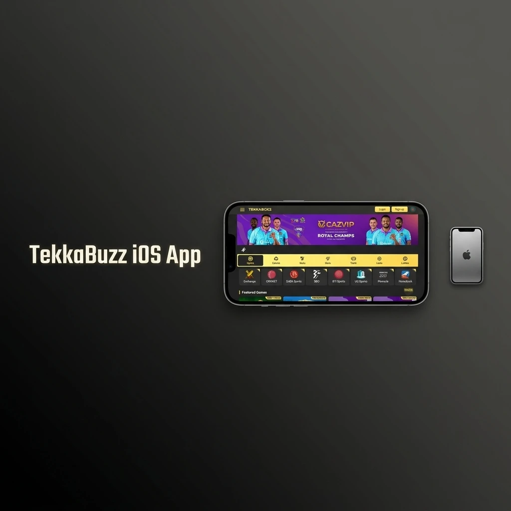 TekkaBuzz iOS app on iPhone and iPad showing live sports betting, casino games, and payment features on iOS 12.0