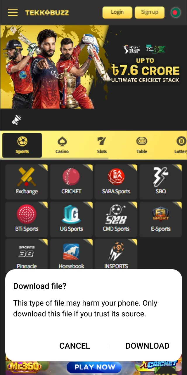 Agree to the mobile APK save for the TekkaBuzz App setup.
