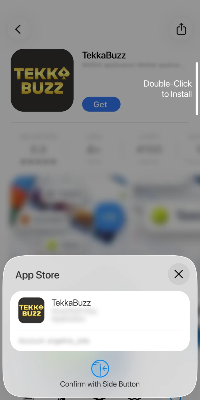 Use your Face ID to confirm the TekkaBuzz App iOS download.