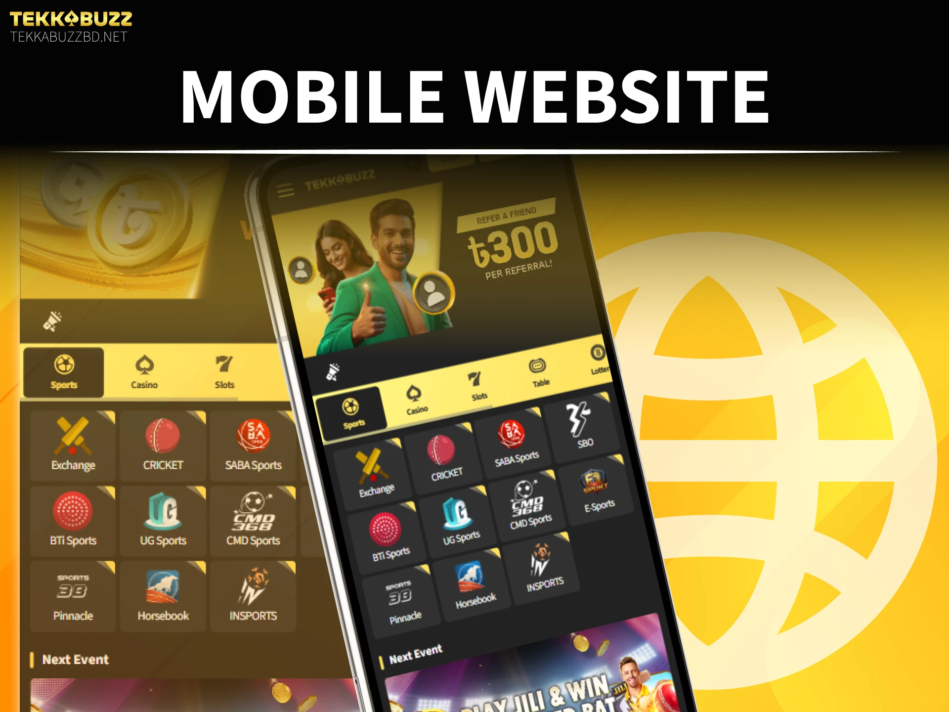 Use the TekkaBuzz App mobile website version for instant betting access.