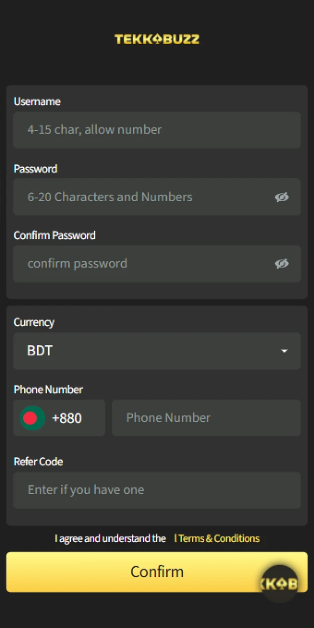 Complete your registration process in the TekkaBuzz App to start playing.
