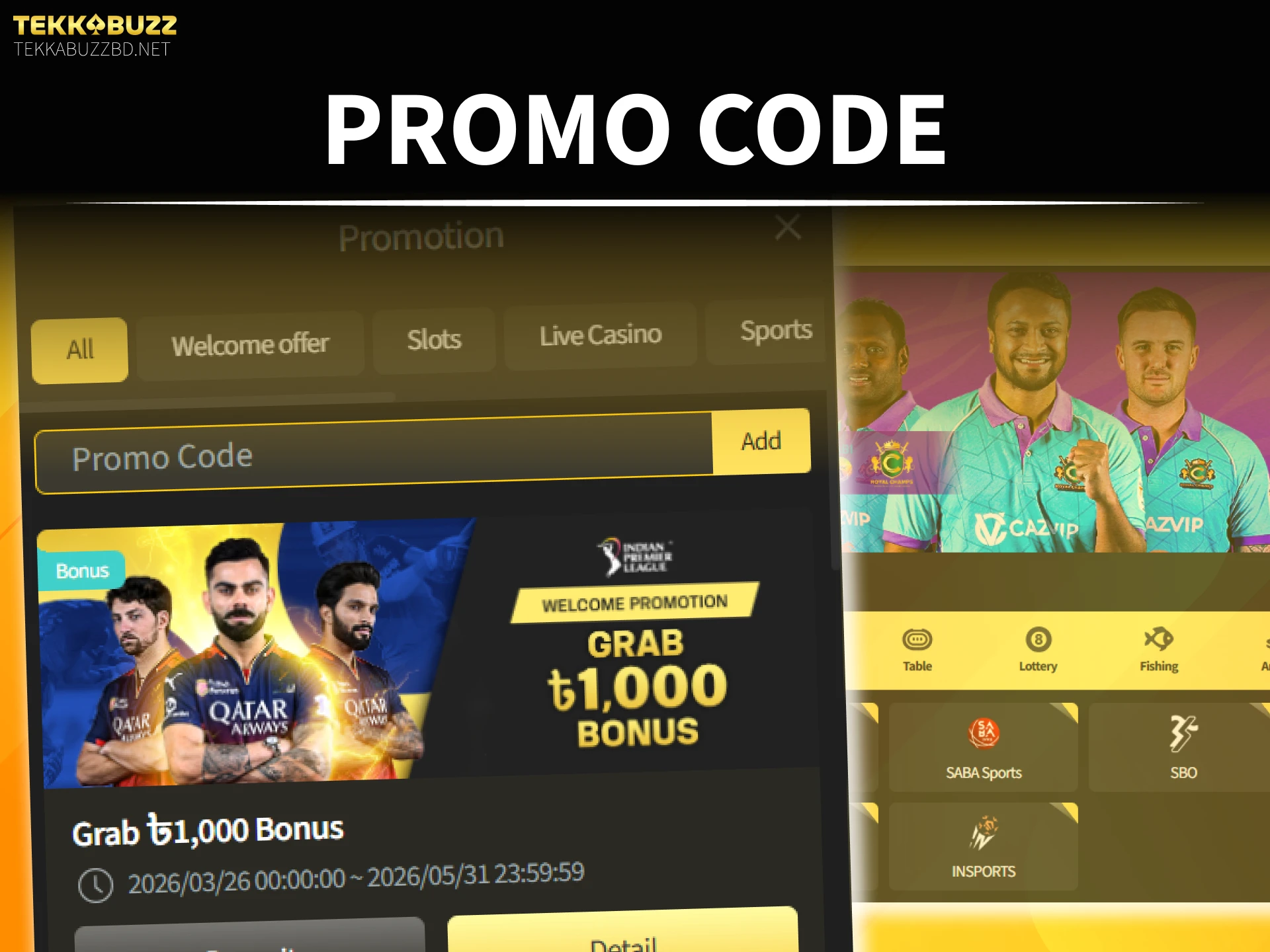 Apply the official TekkaBuzz promo code to activate bonuses and promotions.