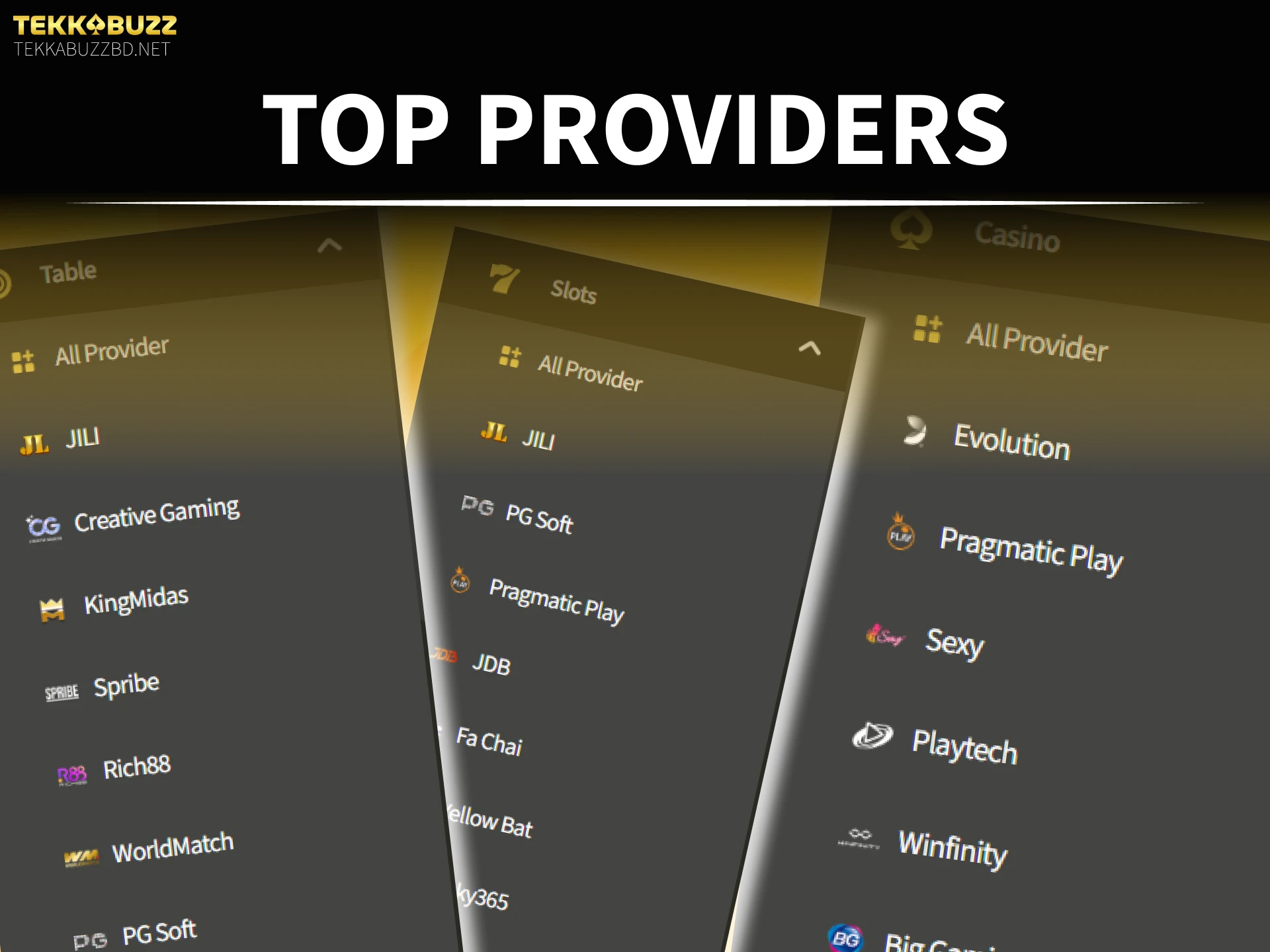 Explore leading game developers for TekkaBuzz casino online in Bangladesh.