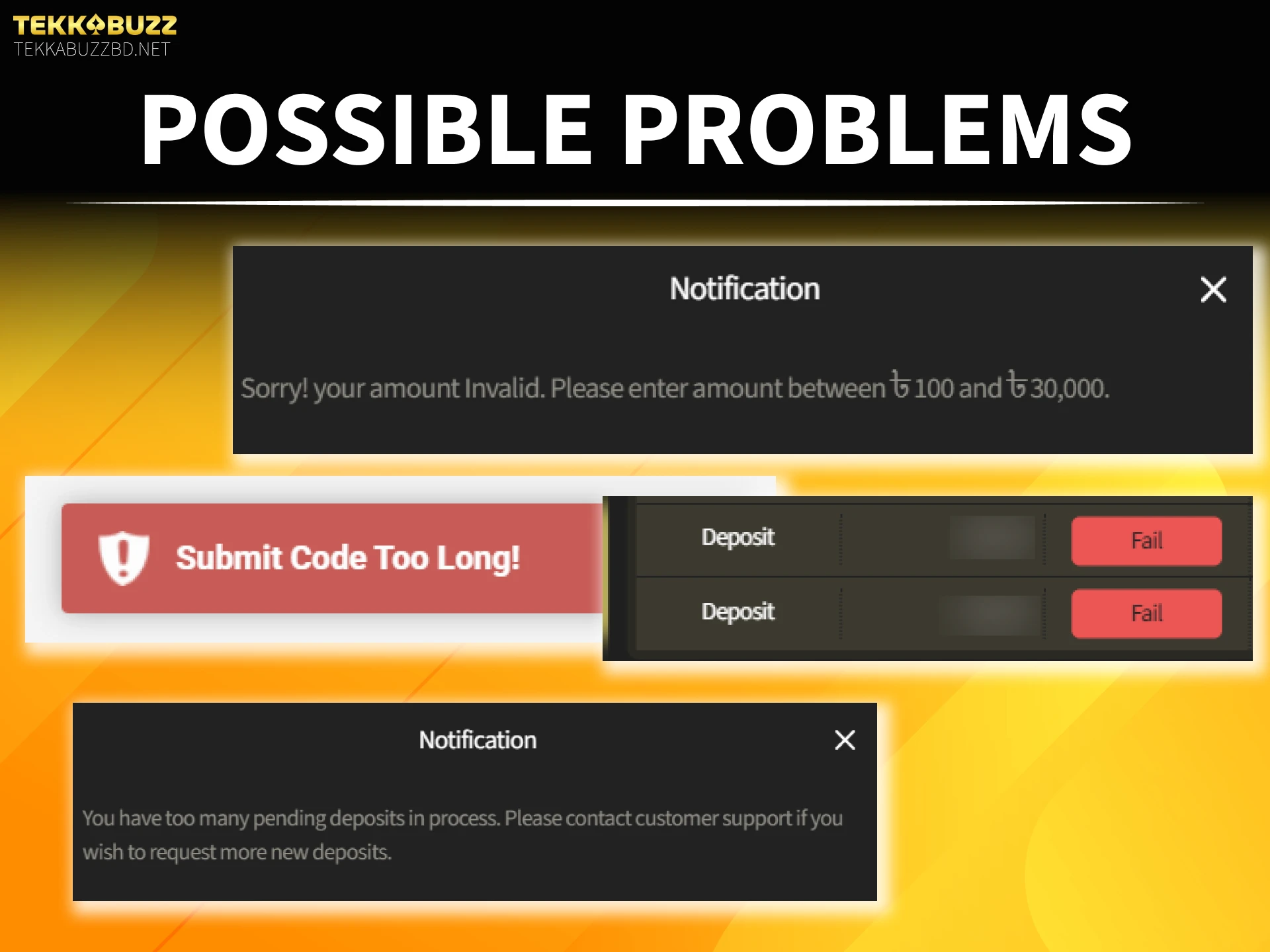 Solve potential issues with TekkaBuzz deposit methods to ensure smooth transactions.