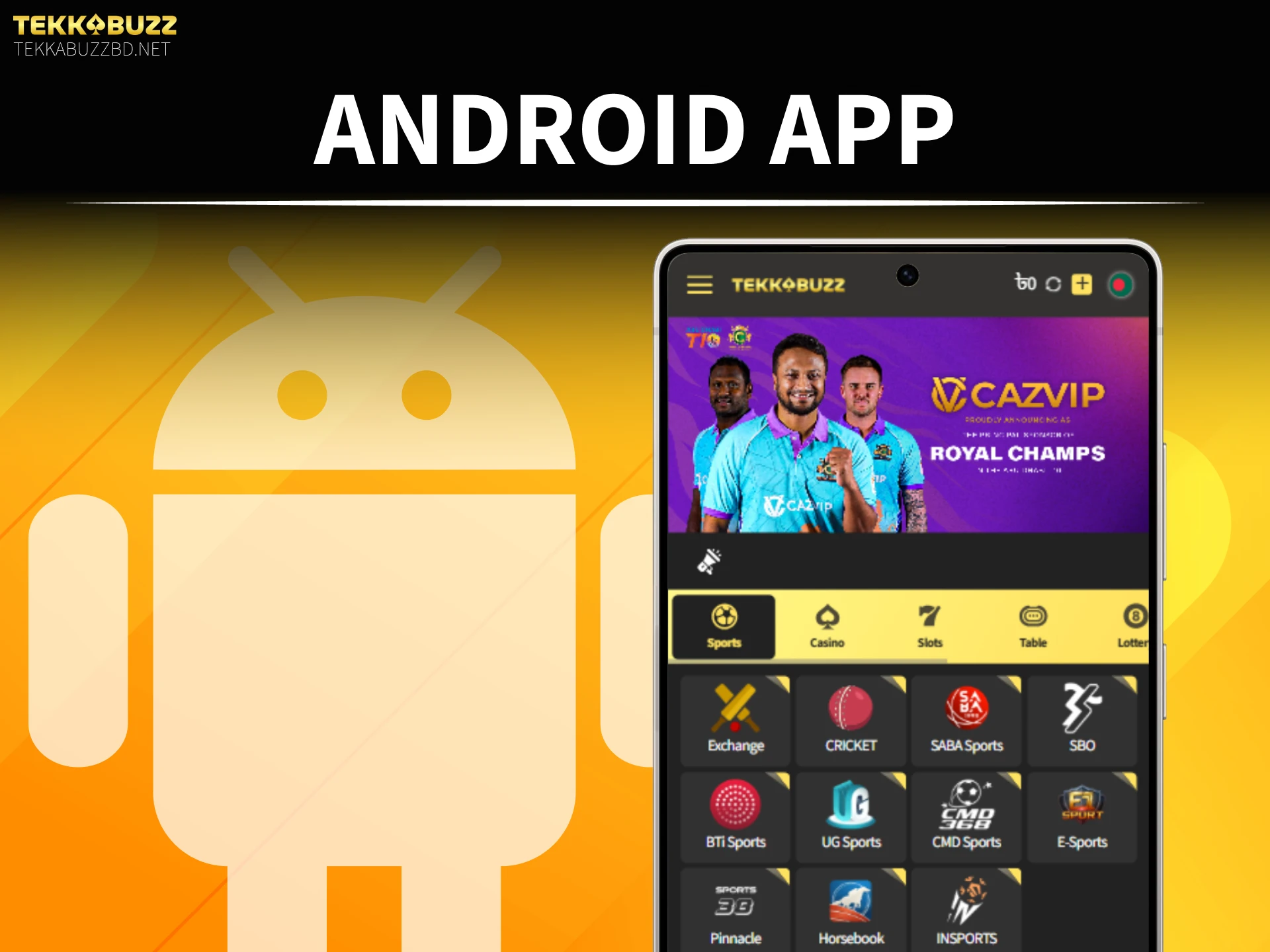 Install the TekkaBuzz App for Android to enjoy mobile sports betting.