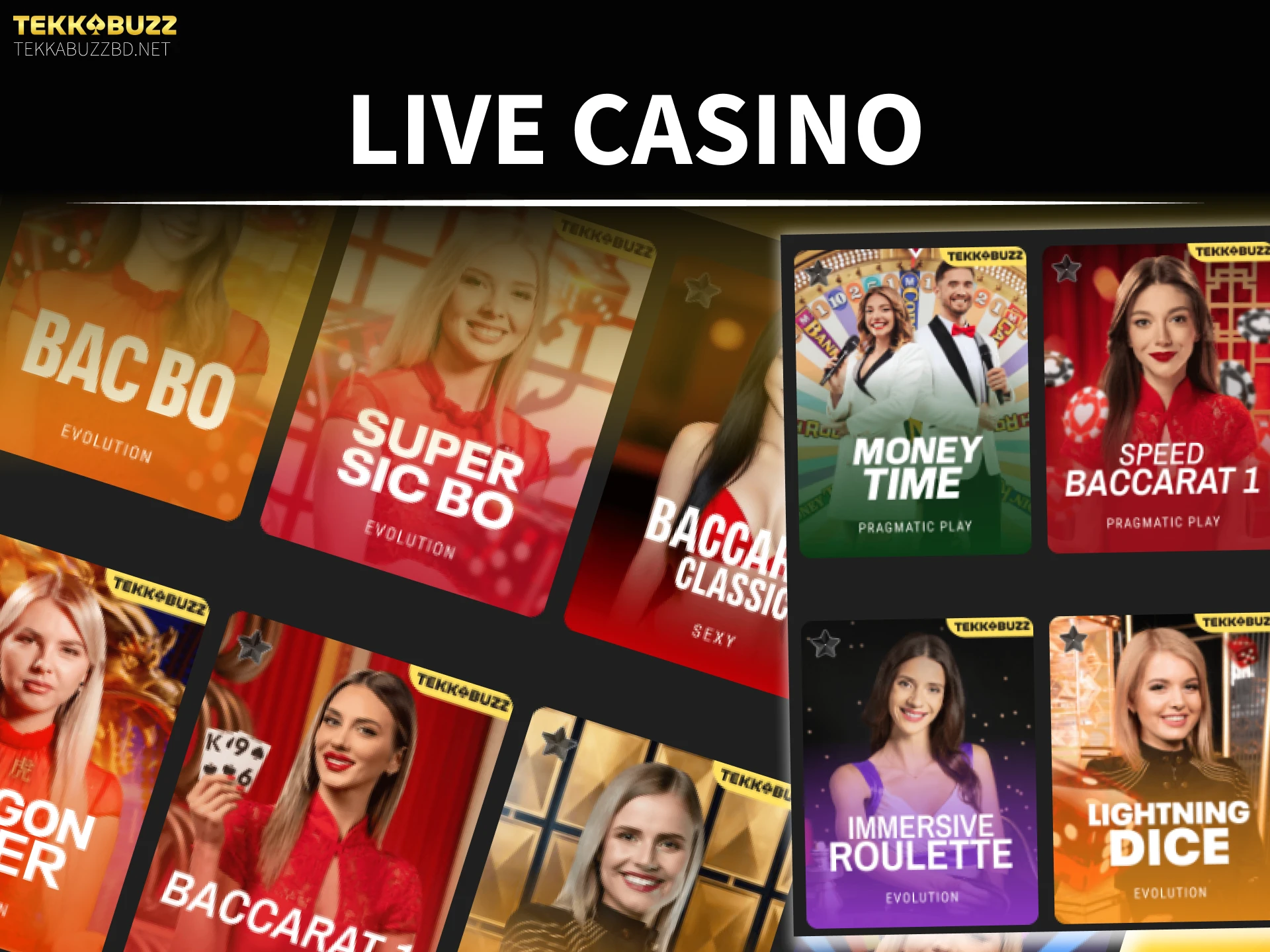 Join live casino tables with professional dealers on the TekkaBuzz site.