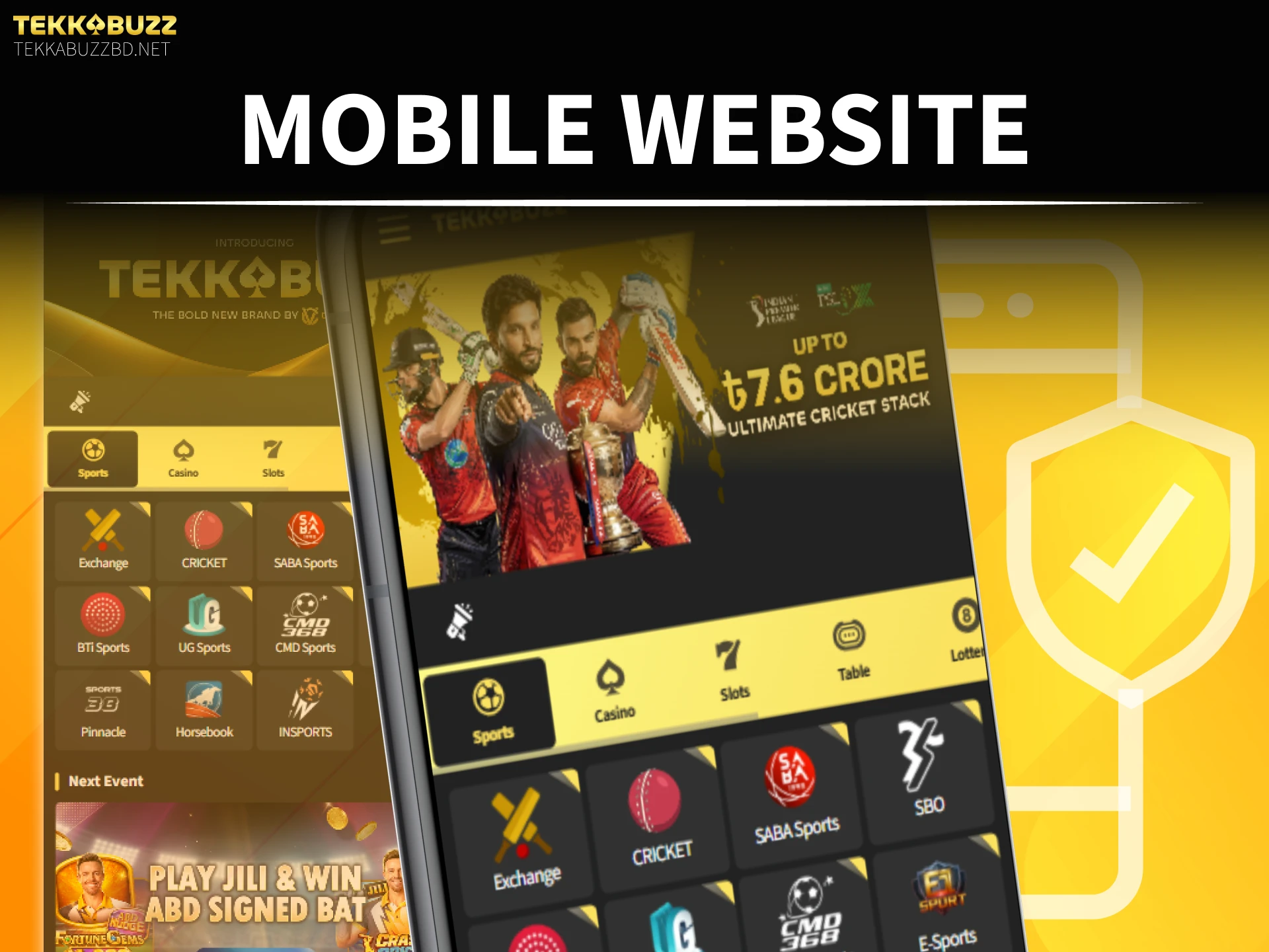Navigate the TekkaBuzz mobile website for quick and easy sports betting.