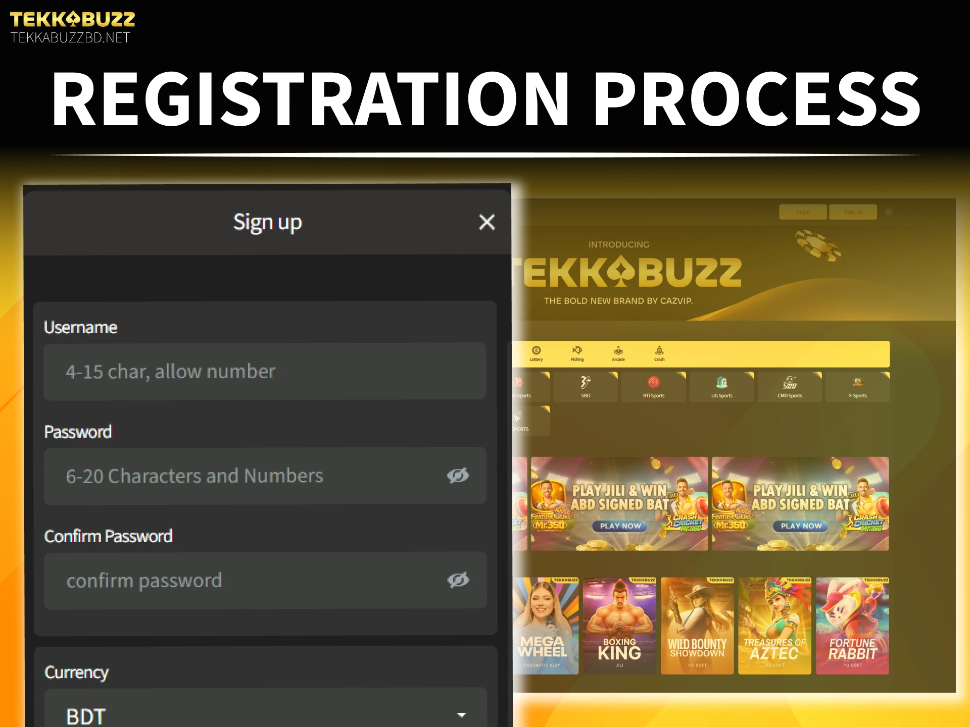 Sign up and complete your registration to enjoy TekkaBuzz sports betting.