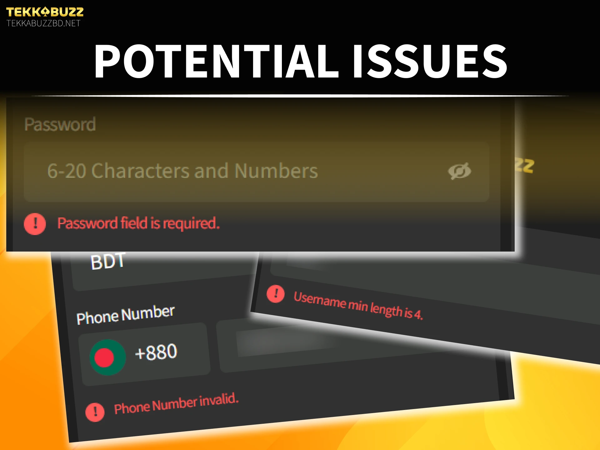 Fix common errors encountered during the TekkaBuzz registration and verification steps.
