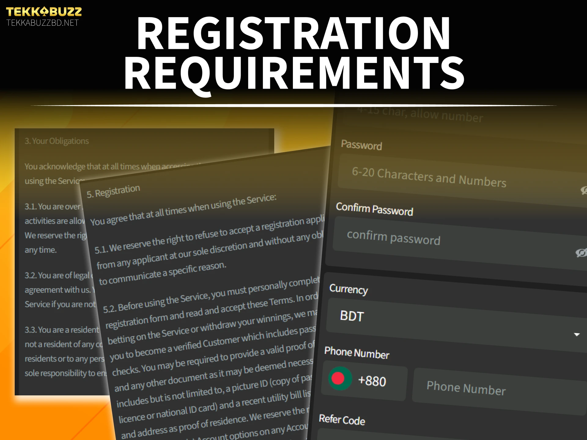 Meet all necessary requirements to start your TekkaBuzz registration and login.