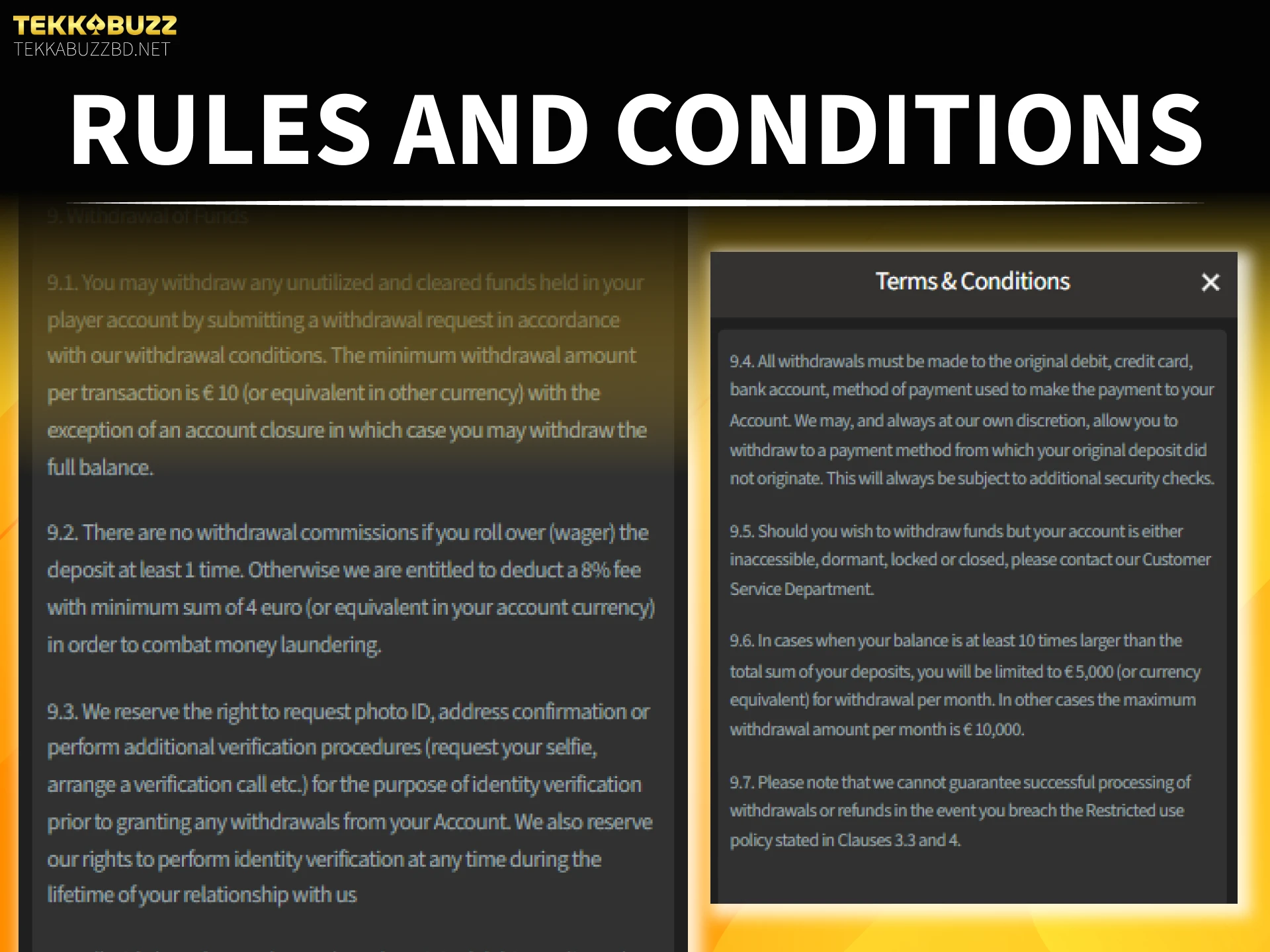 Review TekkaBuzz withdrawal conditions to manage your funds correctly today.